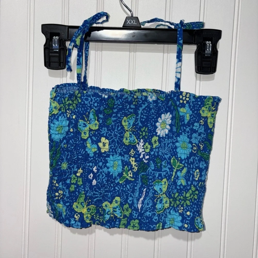 The Children’s Place Blue Floral Smocked Tube Top| Size 24 months